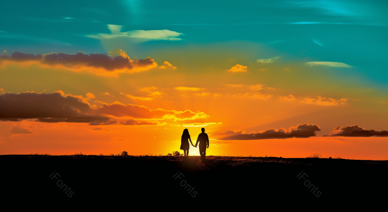 夕阳下迈向阳光情侣牵手在户外漫步谈笑温馨时刻户外摄影广告背景,高清,摄影图,摄影图片,图片大全,摄影图免费下载